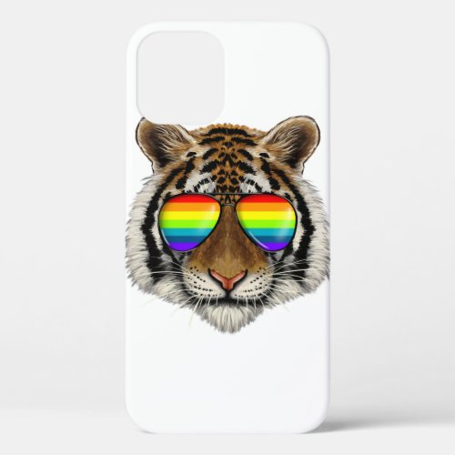 Tiger Rainbow Glasses Pride Wild Funny Lgbt Equali iPhone 12 Case