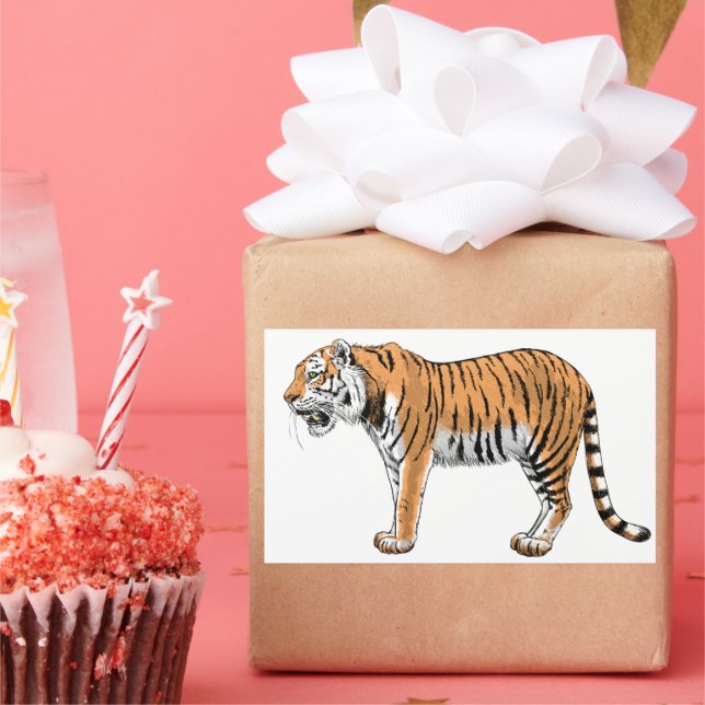 Tiger Rectangular Sticker (Party)