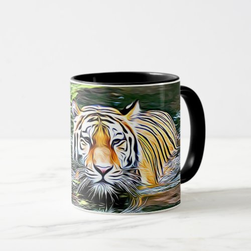 Tiger Reflection Digital Art Coffee Mug