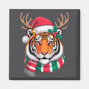 Tiger Reindeer Christmas Santa Hat Tiger Xmas  Magnet