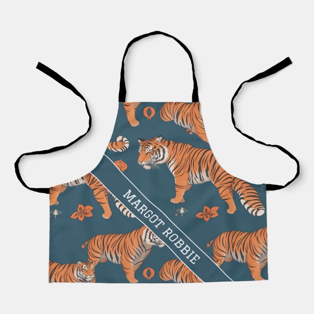 Tiger Retro Colorful Personalized Pattern Apron (Front)
