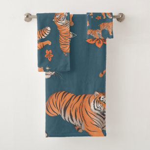 Tiger Retro Colorful Personalized Pattern Bath Towel Set