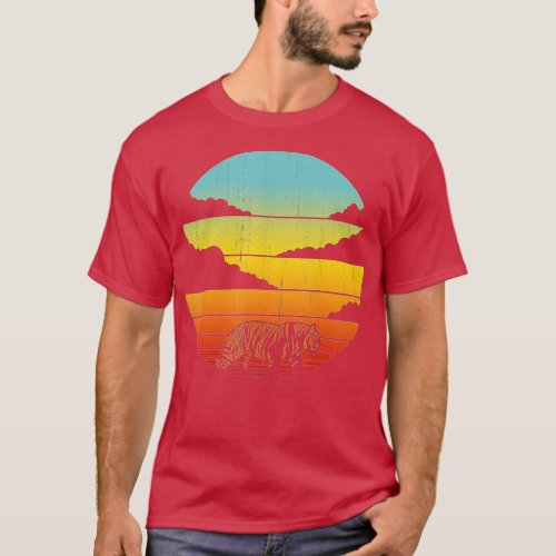 Tiger Retro Vintage 60s 70s Sunset Mammal Zoo Anim T_Shirt