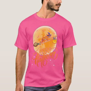 Tiger Ride Witch Shotgun Moon Vintage Tiger Hallow T-Shirt