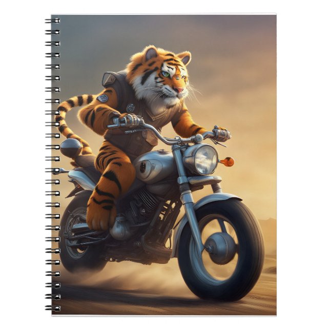 Tiger riding a motorcycle notebook (Front)
