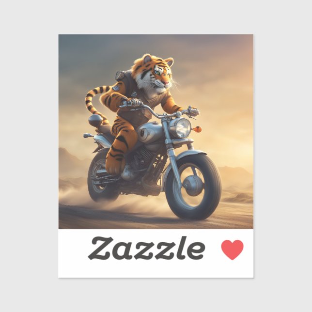 Tiger riding a motorcycle sticker (Sheet)