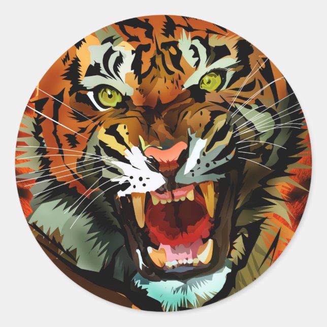 Tiger Roar Classic Round Sticker (Front)