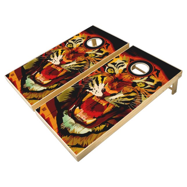 Tiger Roar Cornhole Set (Angled)