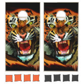 Retro Starburst Tiger Mascot Cornhole Set