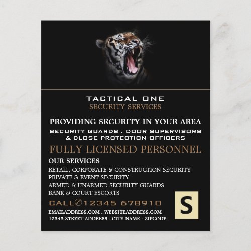Tiger Roar Security Personnel Advertising Flyer