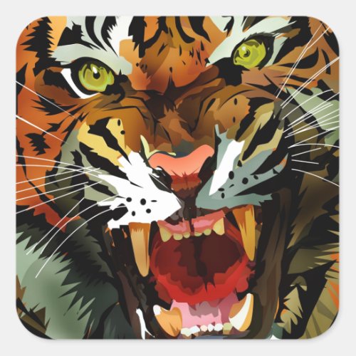 Tiger Roar Square Sticker