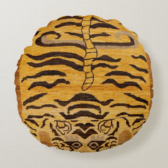 Tiger Rug I Wild Animal Zoo  Round Pillow (Front)