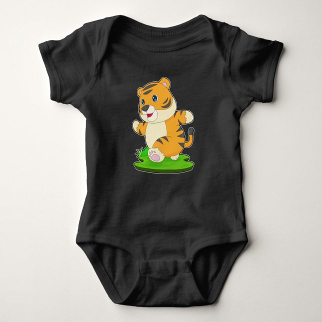 Tiger Runner Running Sports Baby Bodysuit (Front)