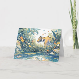 Tiger’s Stroll Through the Blooming Jungle Card