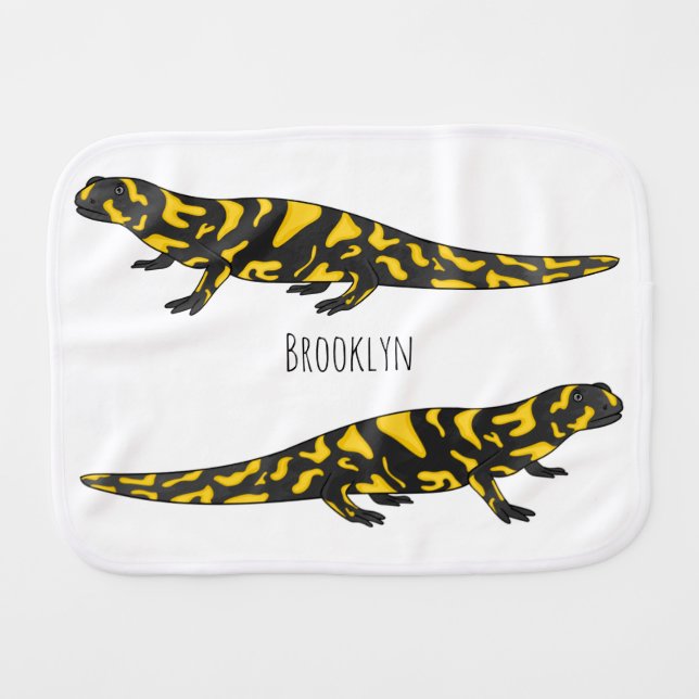 Tiger salamander cartoon illustration baby burp cloth (Front Horizontal)