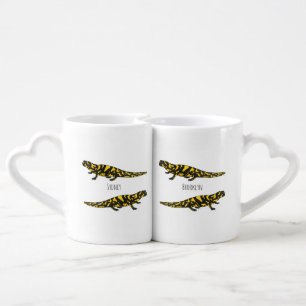 Tiger salamander cartoon illustration coffee mug set