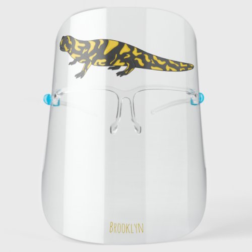 Tiger salamander cartoon illustration face shield