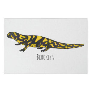 Tiger salamander cartoon illustration faux canvas print