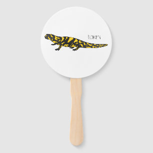 Tiger salamander cartoon illustration hand fan