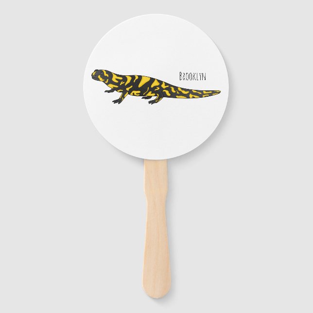 Tiger salamander cartoon illustration hand fan (Front)