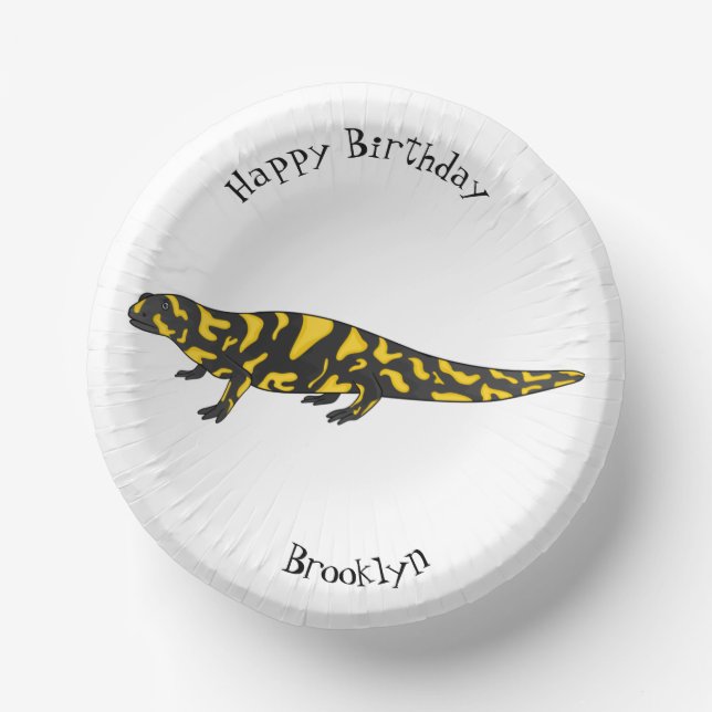 Tiger salamander cartoon illustration  paper bowls (Front)