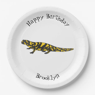 Tiger salamander cartoon illustration  paper plates