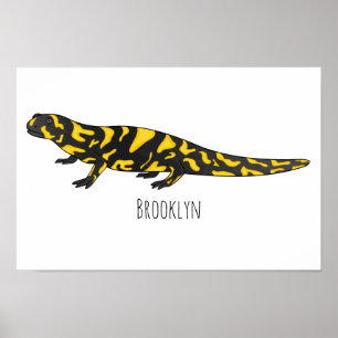 Tiger salamander cartoon illustration poster