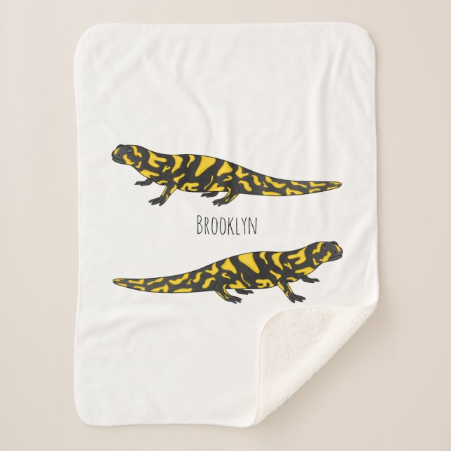 Tiger salamander cartoon illustration sherpa blanket (Front)