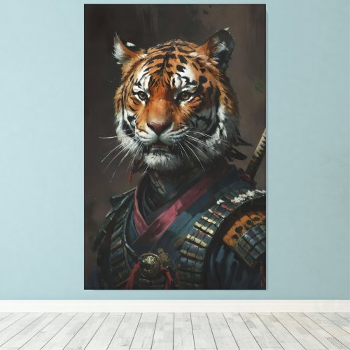 tiger samurai art canvas print