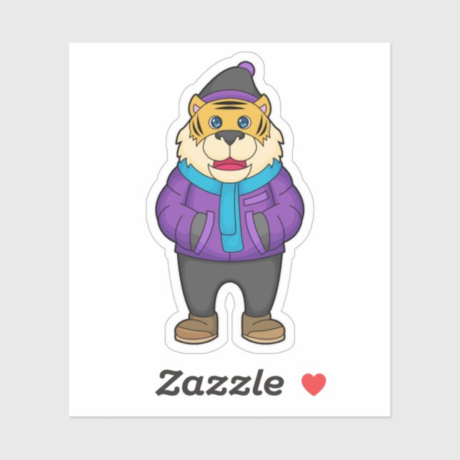 Tiger Scarf Beanie Sticker (Sheet)
