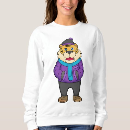 Tiger Scarf Beanie Sweatshirt