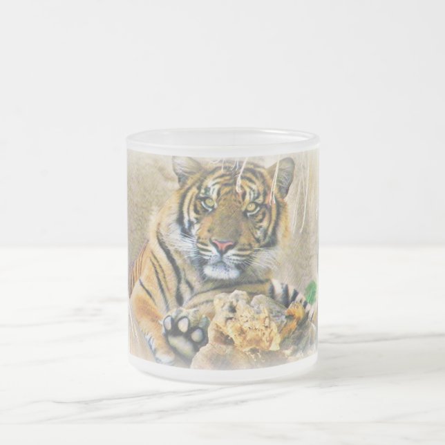 Tiger,Seeking_ Frosted Glass Coffee Mug (Center)