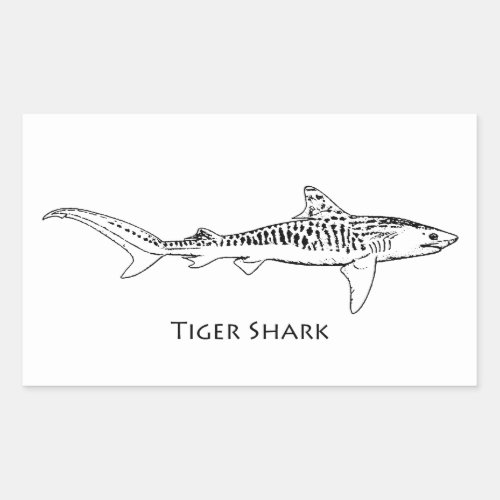 Tiger Shark Illustration Rectangular Sticker