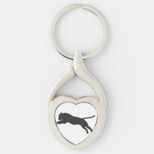 Tiger silhouette - Choose background color Keychain