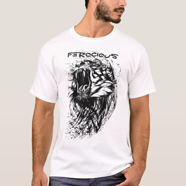 Tiger Silhoutte Print Men's Basic T-Shirt (Front)