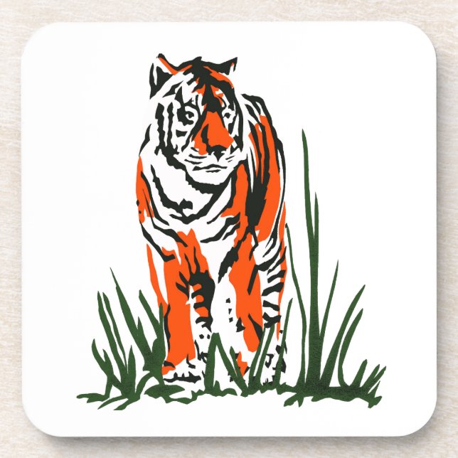 Tiger Silkscreen Beverage Coaster (Front)