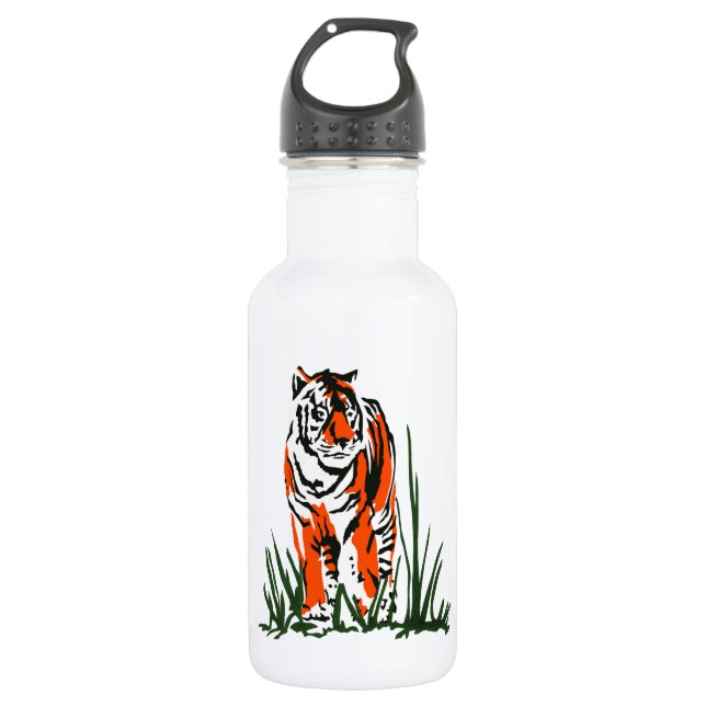 Tiger Silkscreen Stainless Steel Water Bottle (Front)