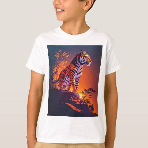 Tiger sitting on a rock T_Shirt