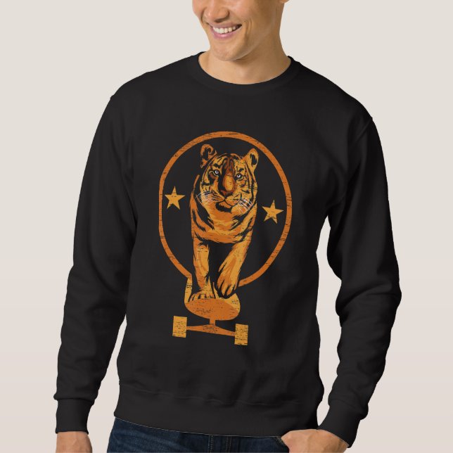 Tiger Skateboard Wildlife Animal Zoo Zookeeper Sweatshirt (Front)