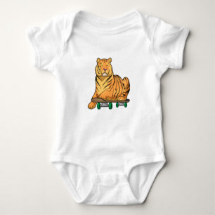 Tiger Skater Skateboard Baby Bodysuit