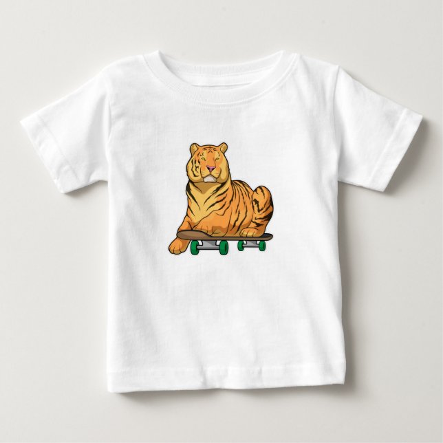 Tiger Skater Skateboard Baby T-Shirt (Front)