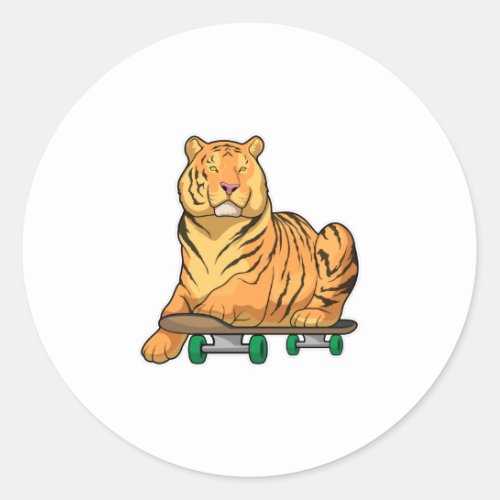 Tiger Skater Skateboard Classic Round Sticker