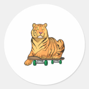 Tiger Skater Skateboard Classic Round Sticker