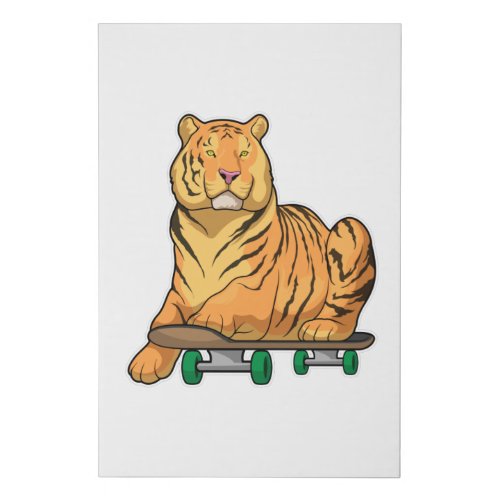 Tiger Skater Skateboard Faux Canvas Print