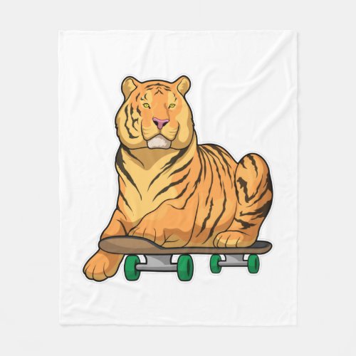 Tiger Skater Skateboard Fleece Blanket