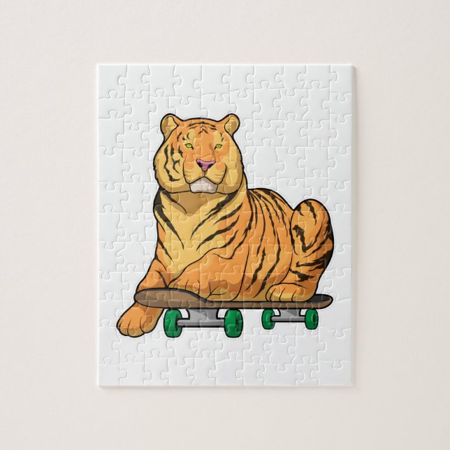 Tiger Skater Skateboard Jigsaw Puzzle (Vertical)