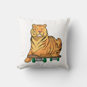Tiger Skater Skateboard Throw Pillow