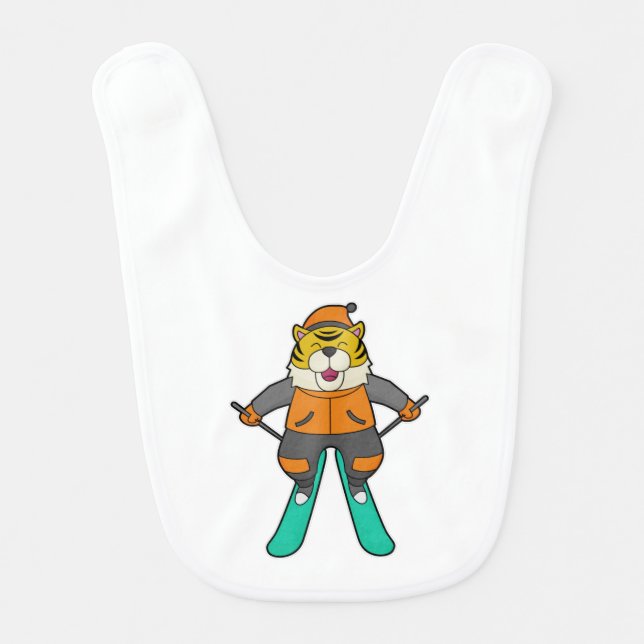 Tiger Skier Ski Baby Bib (Front)