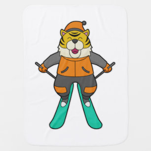 Tiger Skier Ski Baby Blanket