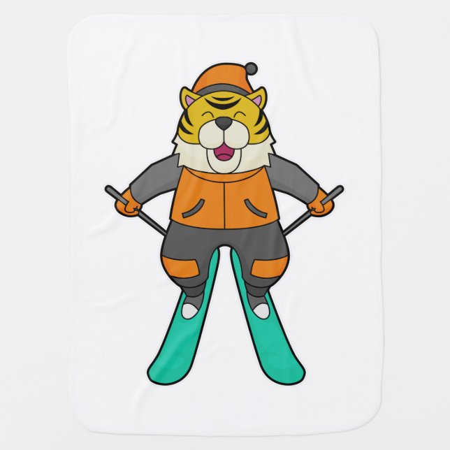 Tiger Skier Ski Baby Blanket (Front)